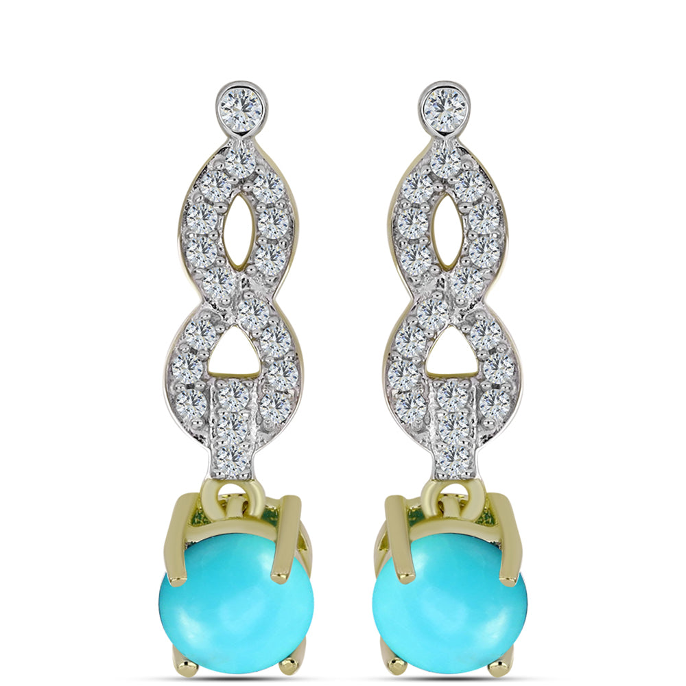 Goldplattierte Silberohrringe mit Dornröschen Türkis und weißem Topas 1 