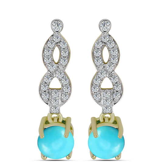 Goldplattierte Silberohrringe mit Dornröschen Türkis und weißem Topas