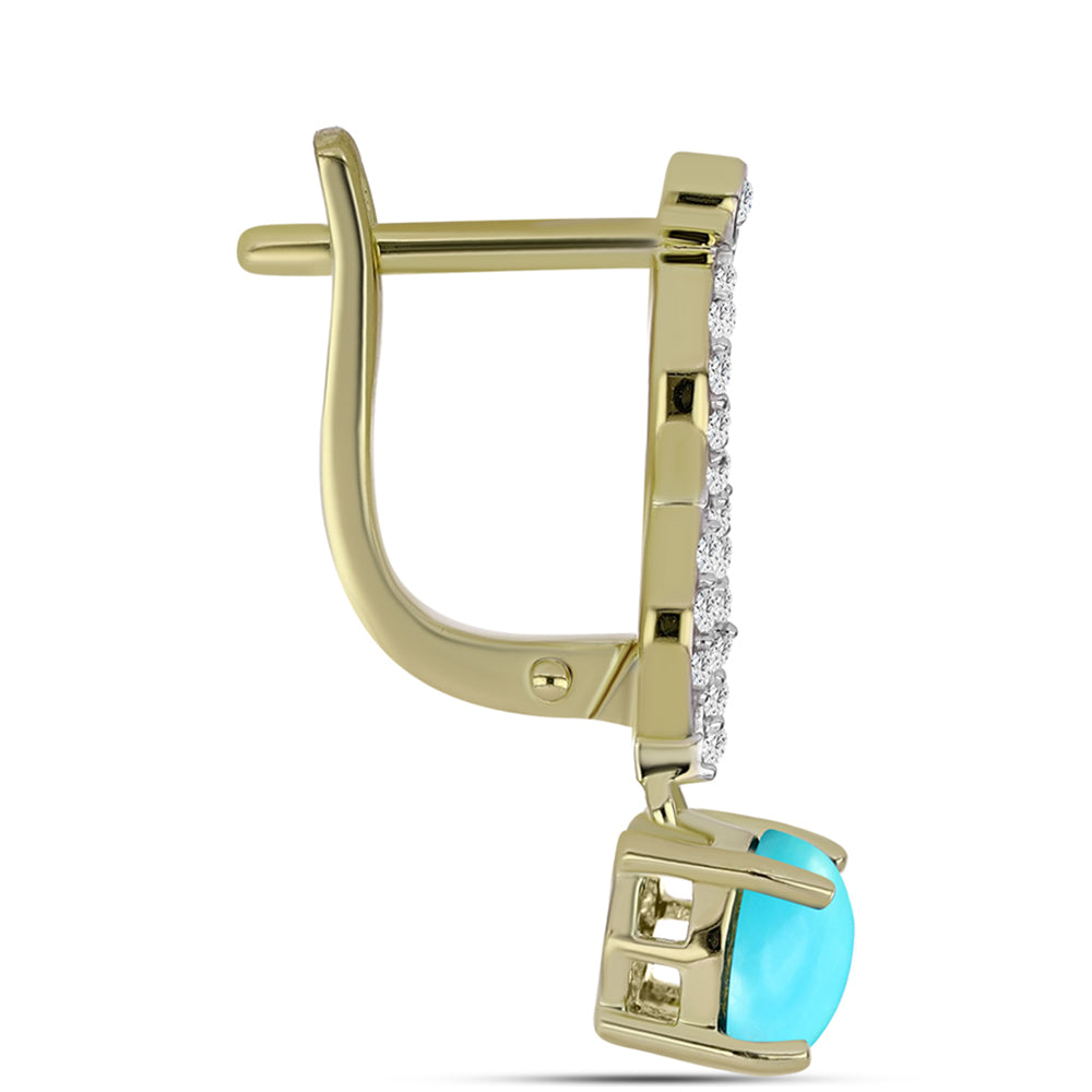 Goldplattierte Silberohrringe mit Dornröschen Türkis und weißem Topas 2 