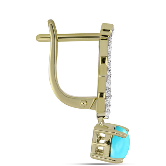 Goldplattierte Silberohrringe mit Dornröschen Türkis und weißem Topas