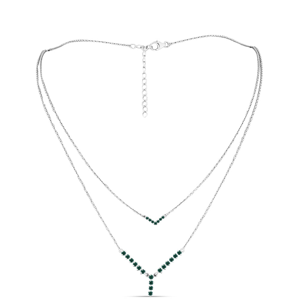 Silberhalskette mit grünlich-meerblauem Moissanit