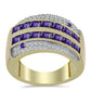 Goldplattierter Silberring mit marokkanischem Amethyst und weißem Topas
