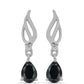 Silberohrringe mit Obsidian und weißem Topas