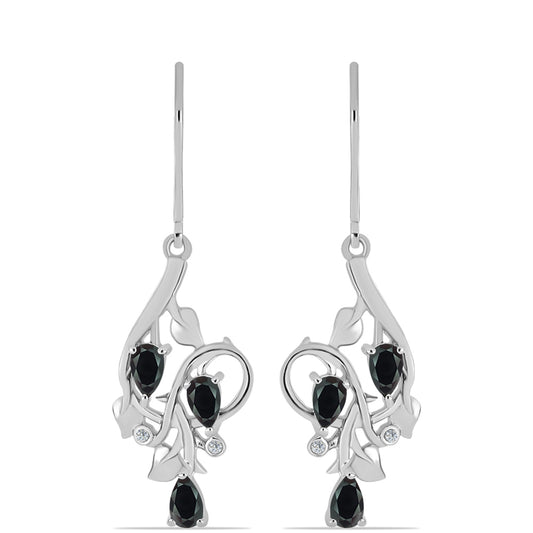 Silberohrringe mit Obsidian und weißem Topas