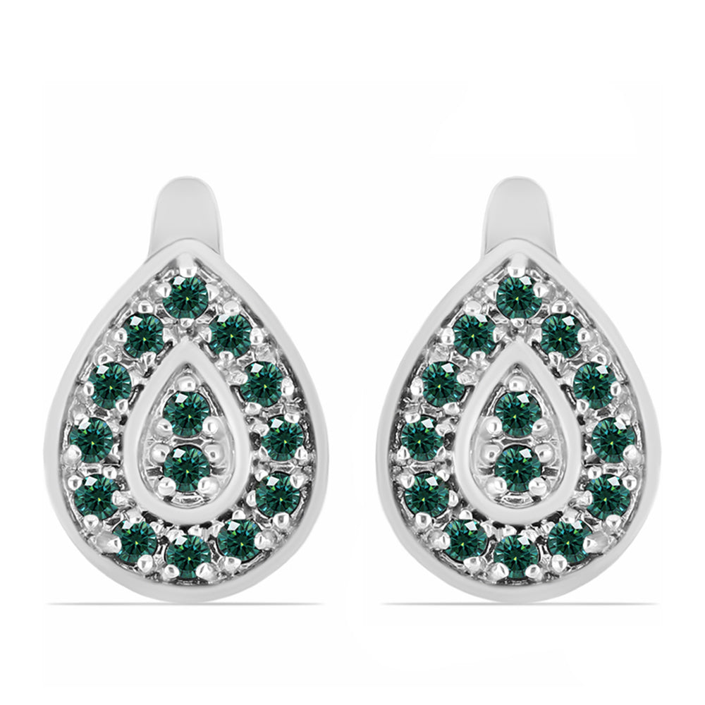 Silberohrringe mit grünlich-meerblauem Moissanit 1 