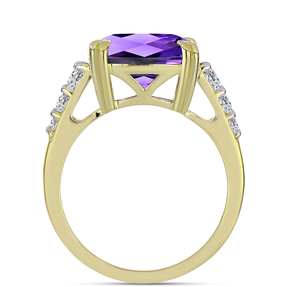 Goldplattierter Silberring mit marokkanischem Amethyst und weißem Topas 2 