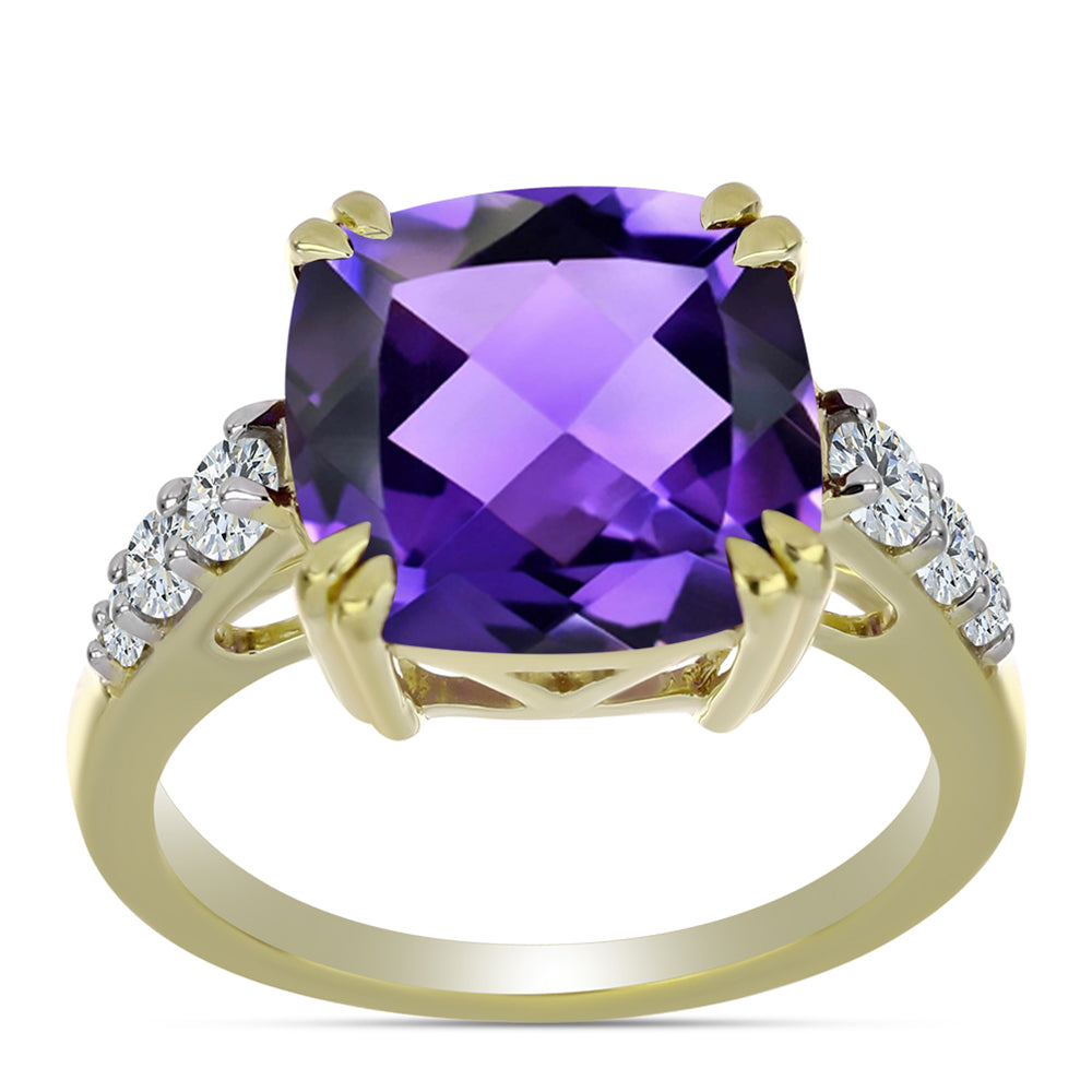 Goldplattierter Silberring mit marokkanischem Amethyst und weißem Topas 3 