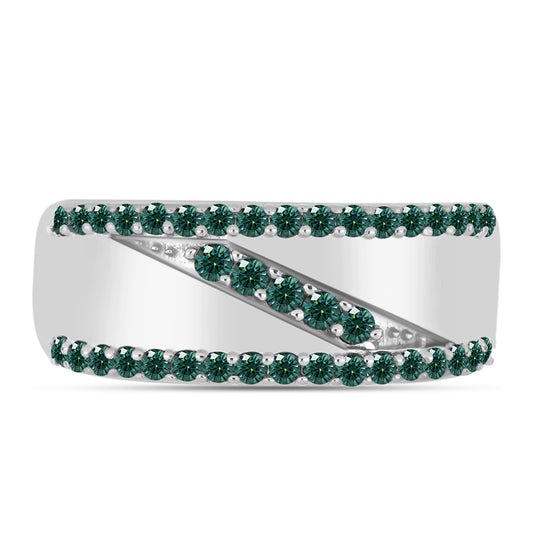 Silberring mit grünlich-meerblauem Moissanit