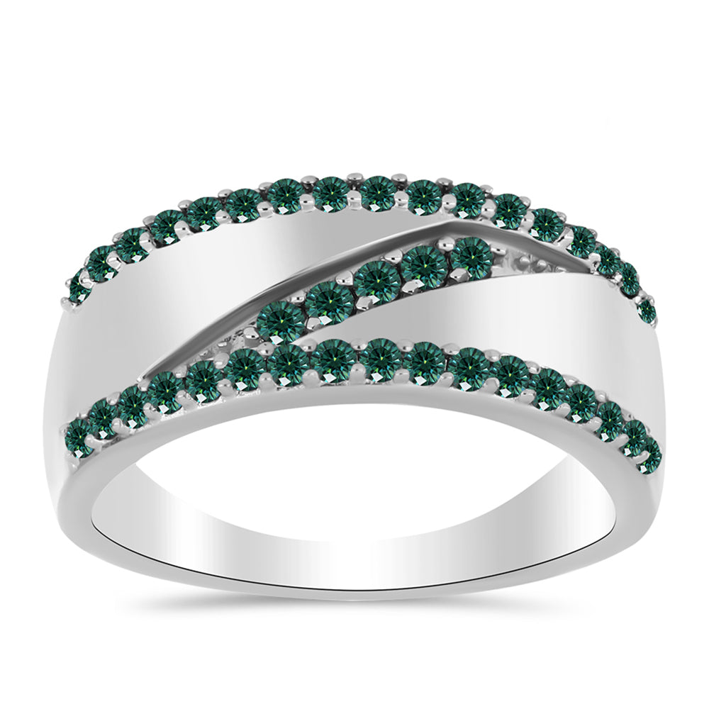 Silberring mit grünlich-meerblauem Moissanit 3 