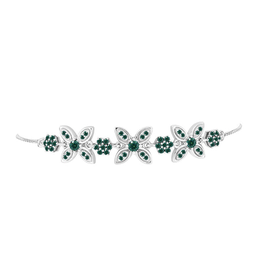 Silberarmband mit grünlich-meerblauem Moissanit