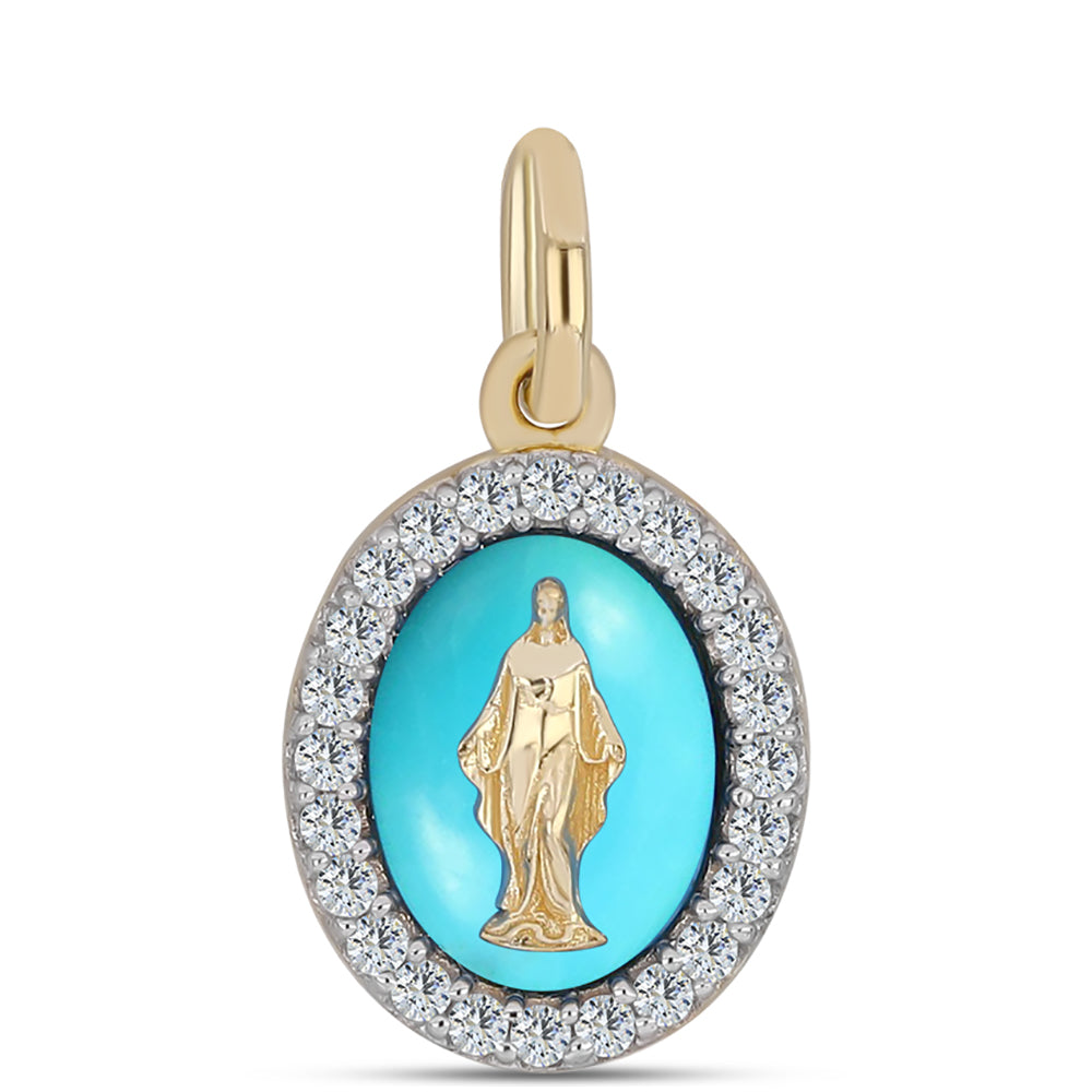 Goldplattierter Silberanhänger mit Dornröschen Türkis und weißem Topas 1 