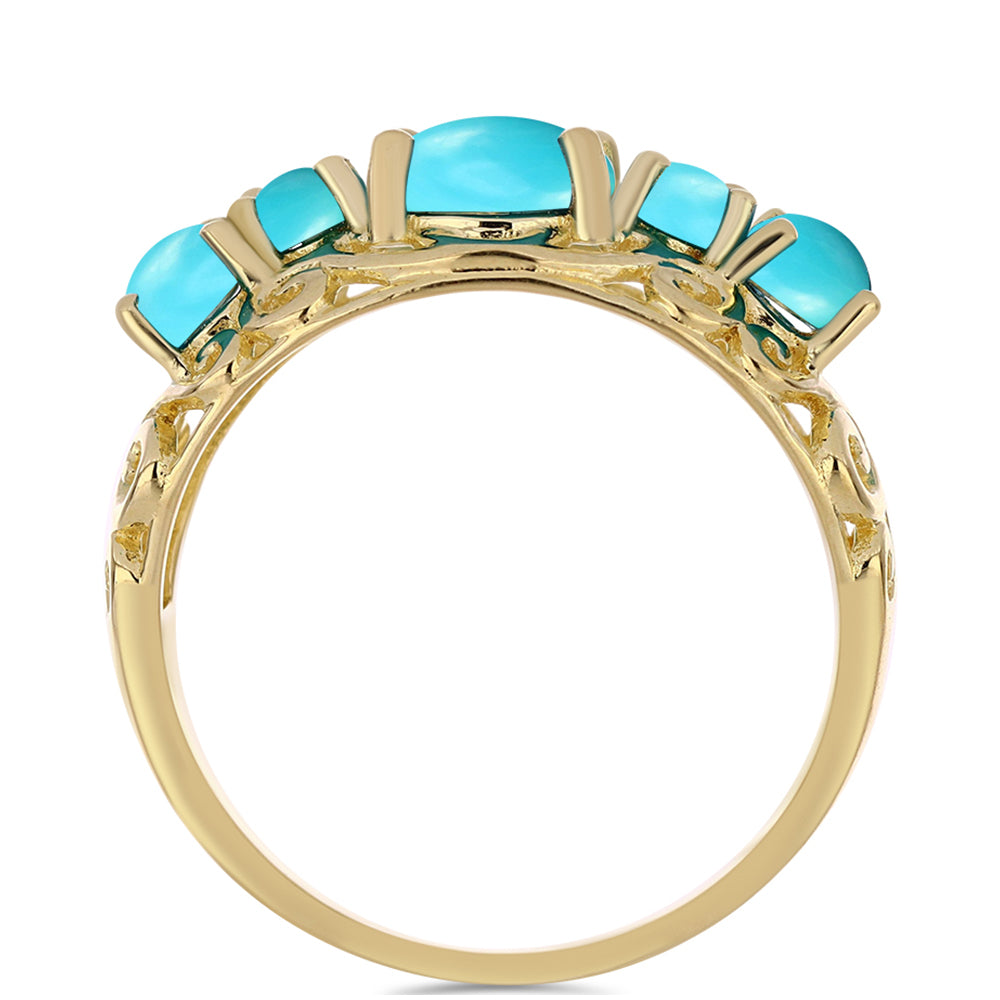 Goldplattierter Silberring mit Dornröschen Türkis