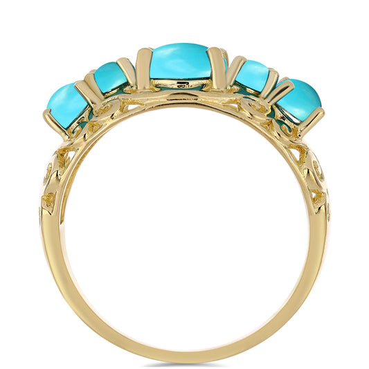 Goldplattierter Silberring mit Dornröschen Türkis