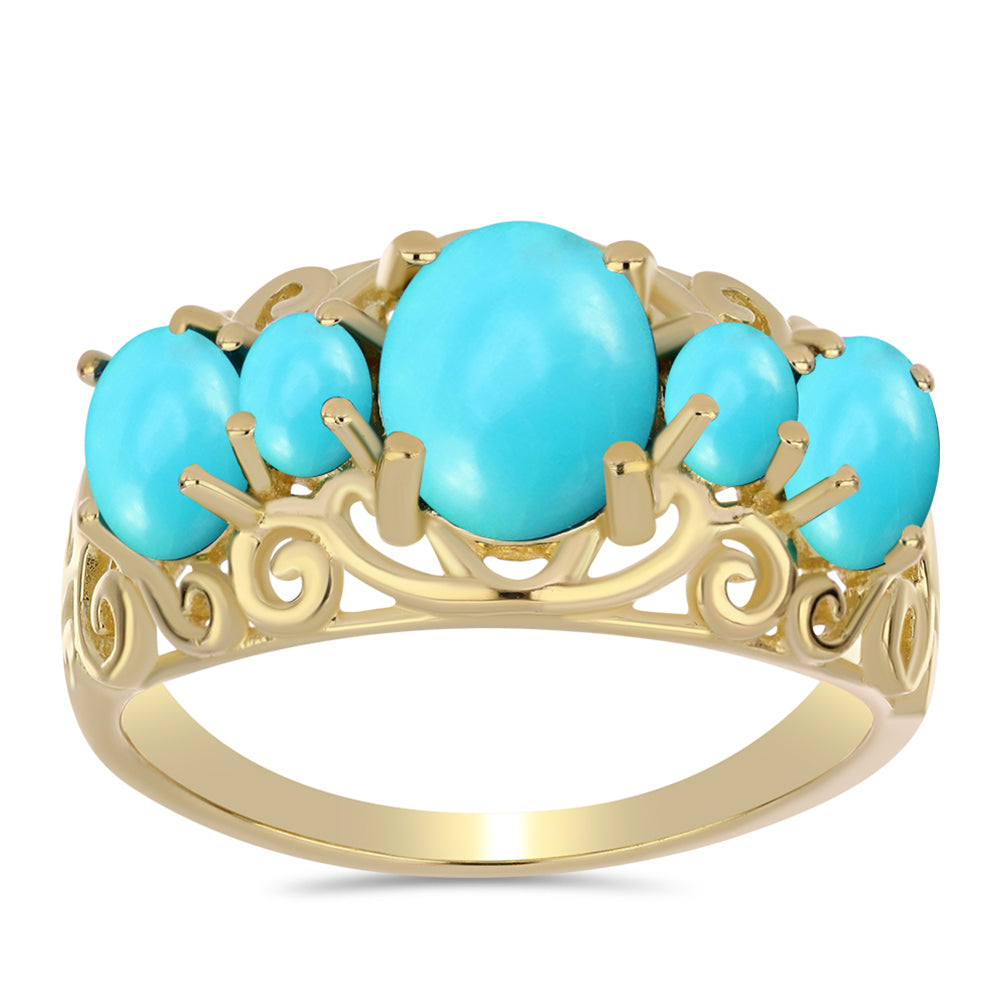 Goldplattierter Silberring mit Dornröschen Türkis 3 