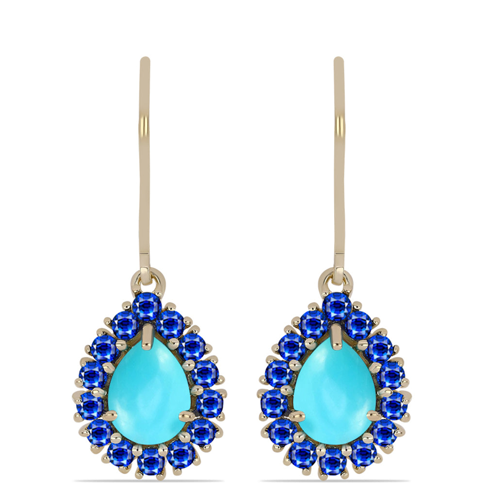 Goldplattierte Silberohrringe mit Dornröschen Türkis