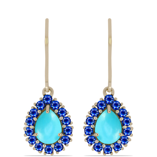 Goldplattierte Silberohrringe mit Dornröschen Türkis