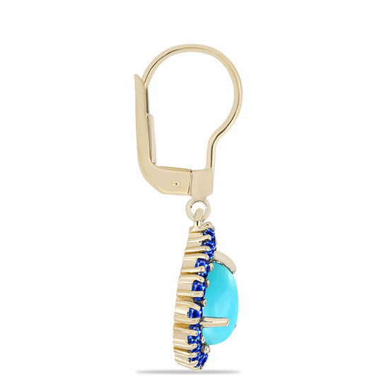 Goldplattierte Silberohrringe mit Dornröschen Türkis