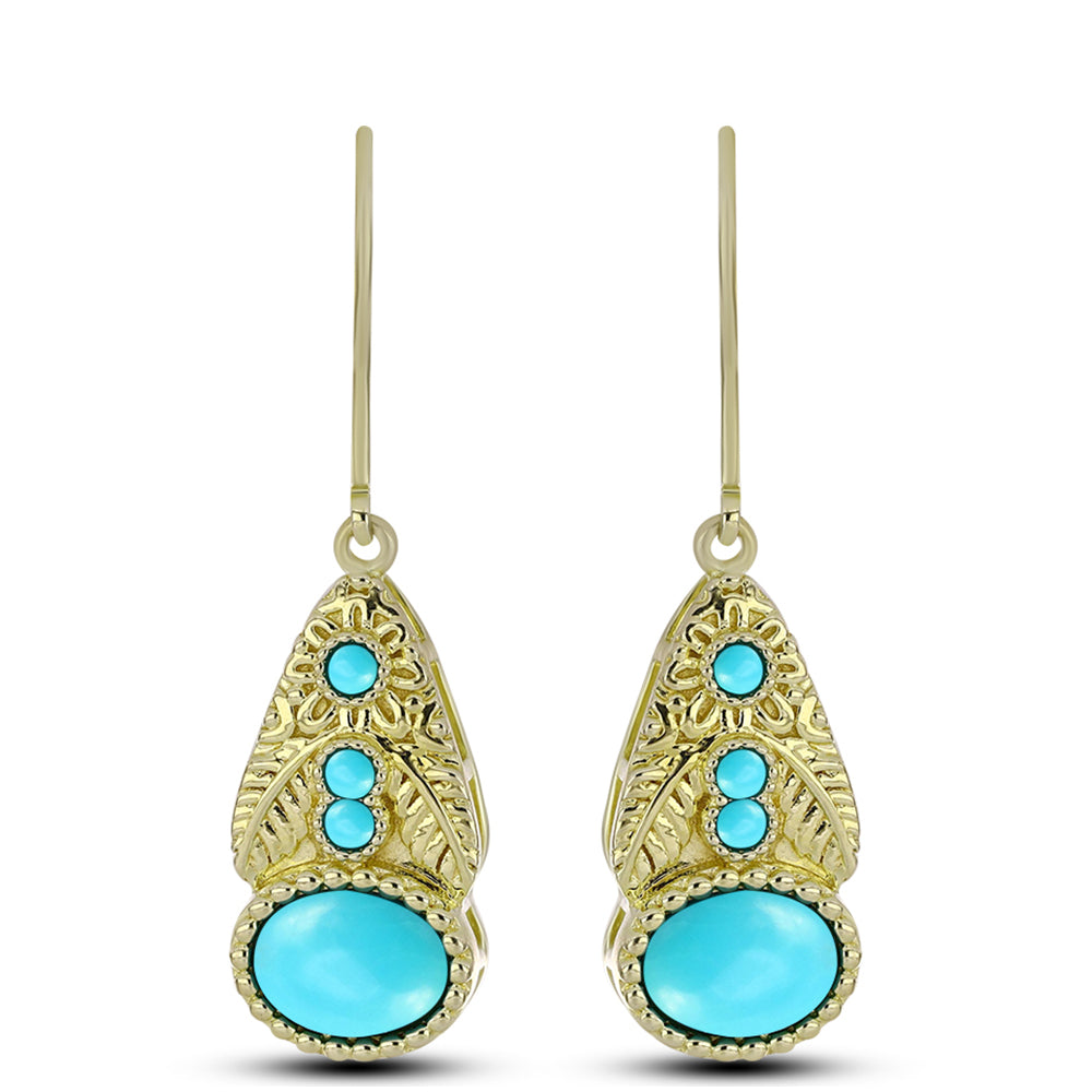 Goldplattierte Silberohrringe mit Dornröschen Türkis 1 
