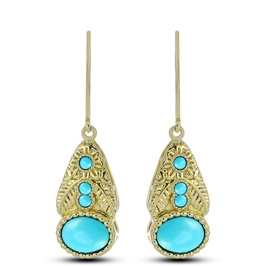 Goldplattierte Silberohrringe mit Dornröschen Türkis