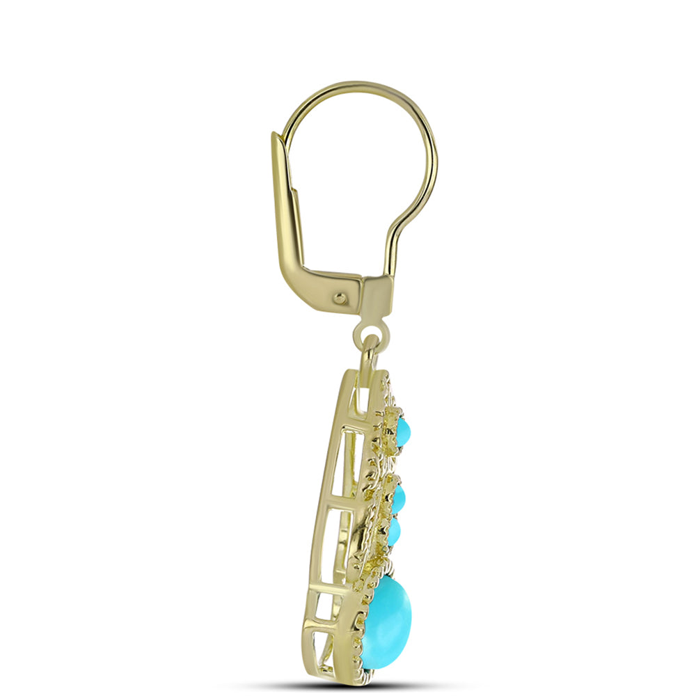 Goldplattierte Silberohrringe mit Dornröschen Türkis 2 