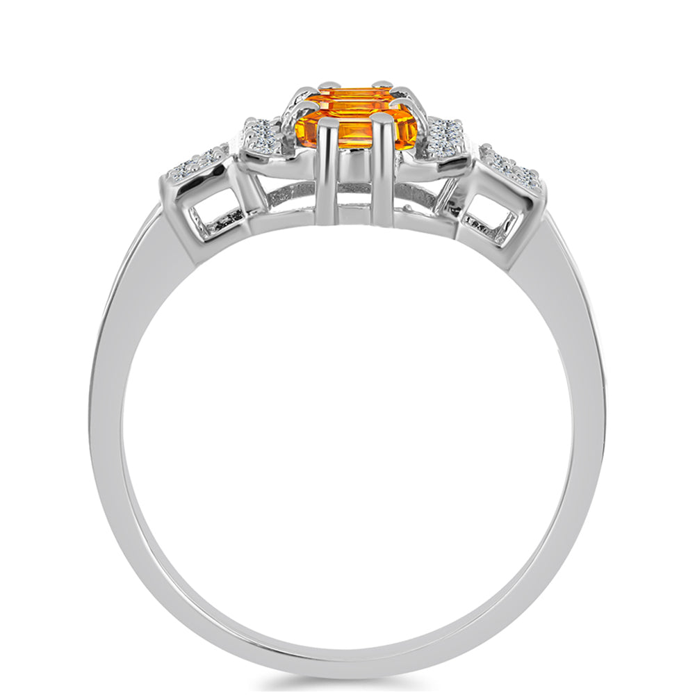 Silberring mit Padparadscha Saphir und weißem Topas 2 