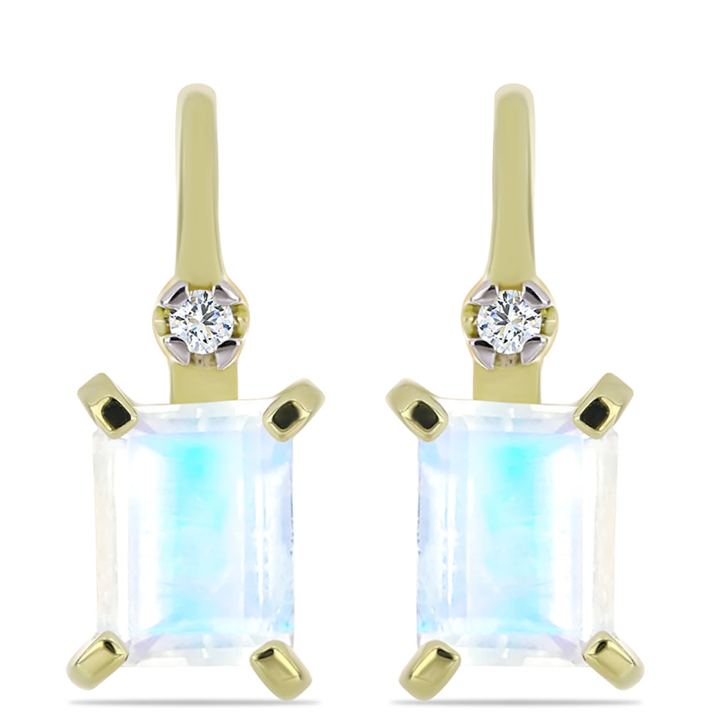 Goldplattierte Silberohrringe mit Regenbogenmondstein und weißem Topas 1 