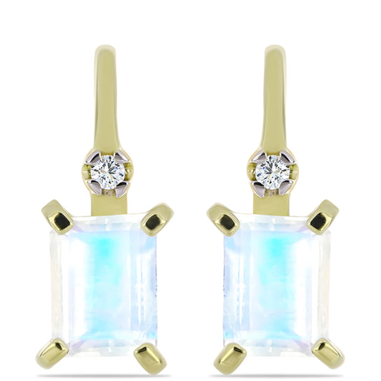Goldplattierte Silberohrringe mit Regenbogenmondstein und weißem Topas