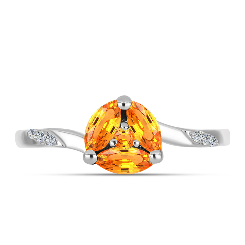 Silberring mit Padparadscha Saphir und weißem Topas