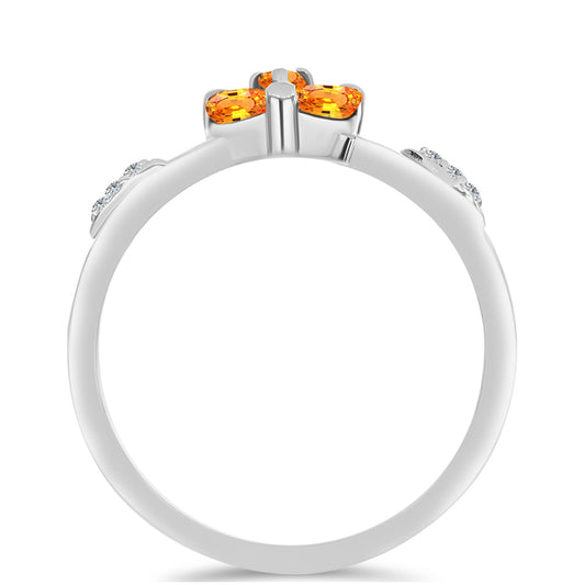 Silberring mit Padparadscha Saphir und weißem Topas