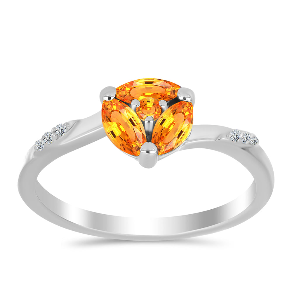 Silberring mit Padparadscha Saphir und weißem Topas 3 