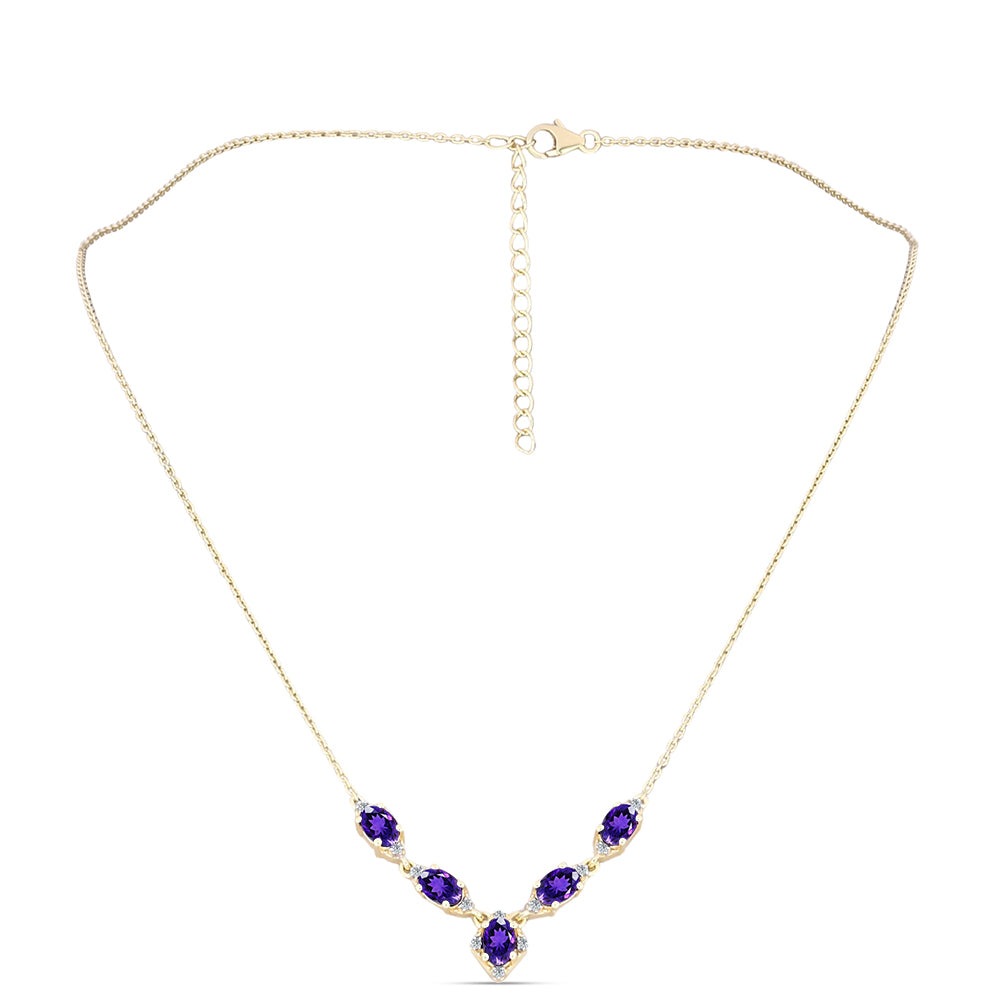 Goldplattierte Silberhalskette mit marokkanischem Amethyst und weißem Topas 1 