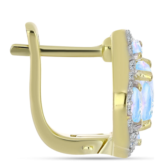 Goldplattierte Silberohrringe mit Regenbogenmondstein