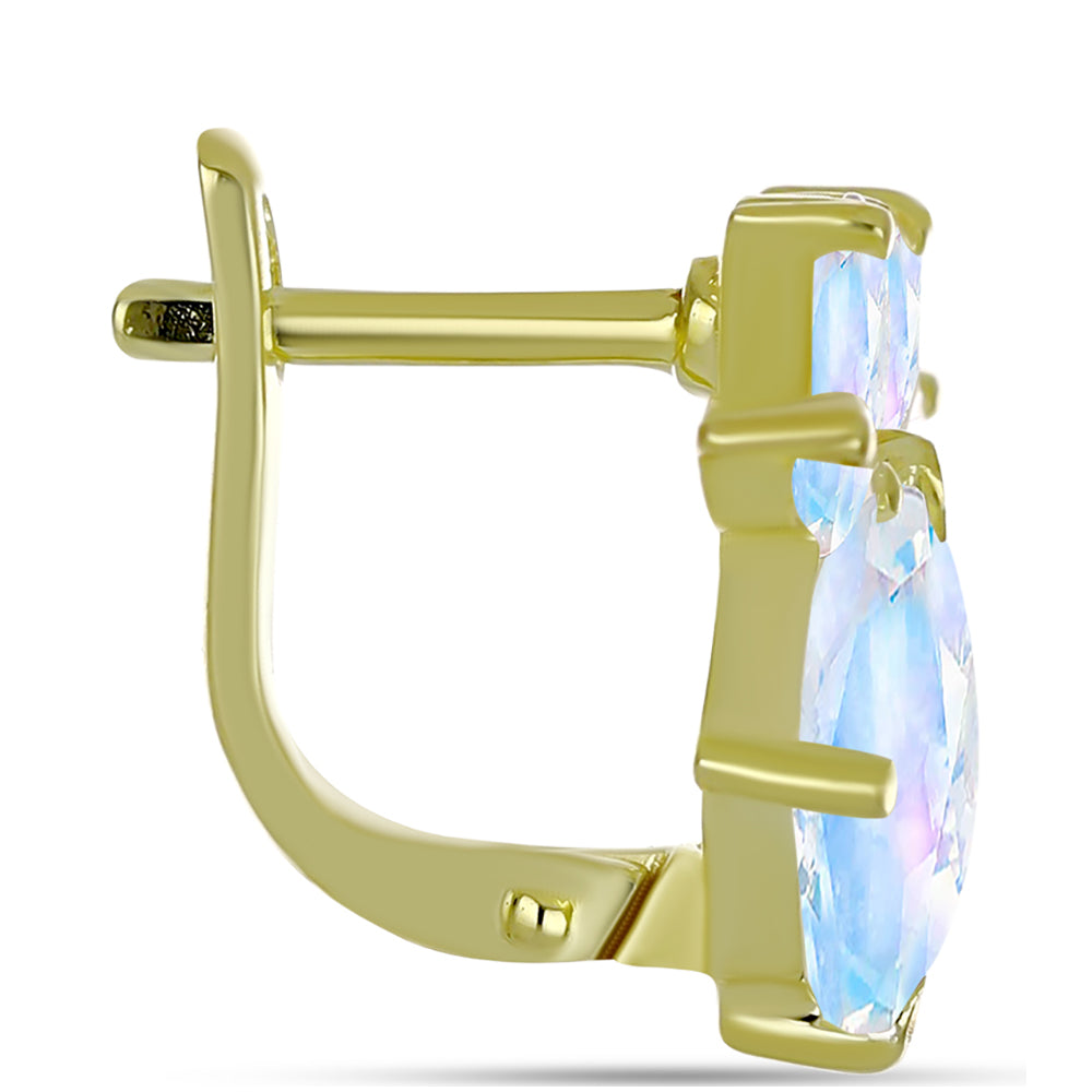 Goldplattierte Silberohrringe mit Regenbogenmondstein