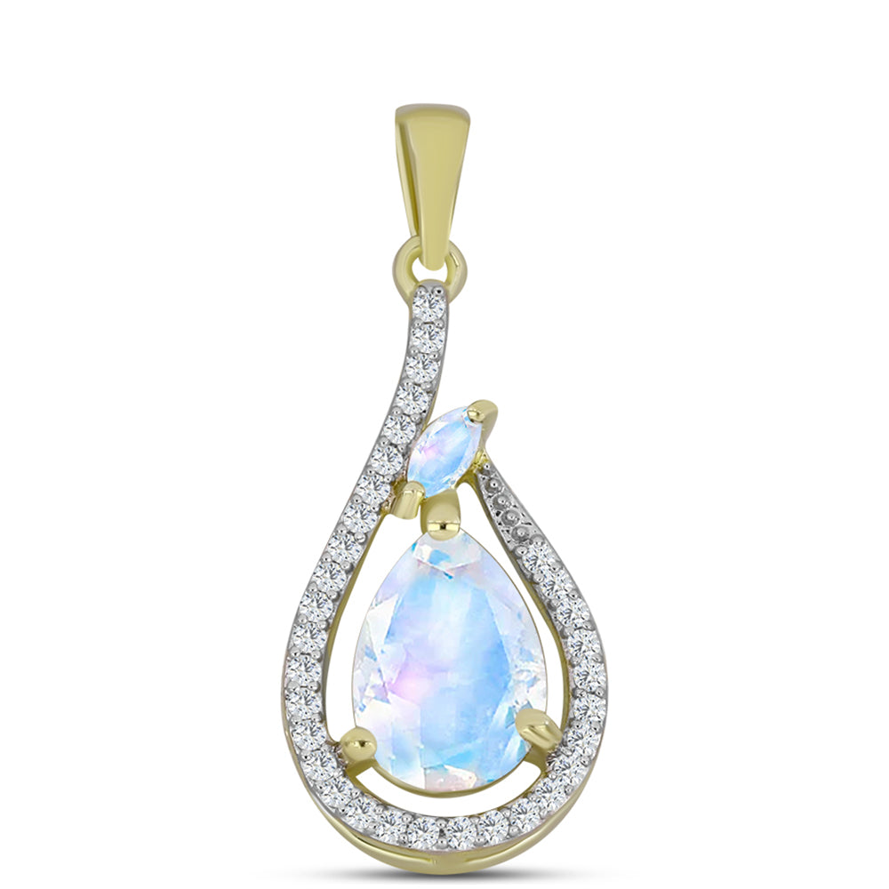 Goldplattierter Silberanhänger mit Regenbogenmondstein 1 