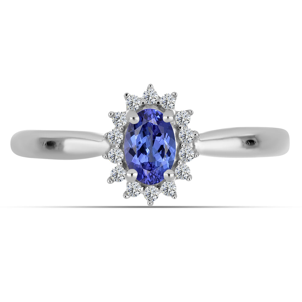 Silberring mit Tansanit - Klasse AA und weißem Topas 1 