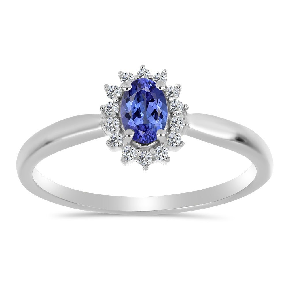 Silberring mit Tansanit - Klasse AA und weißem Topas 2 