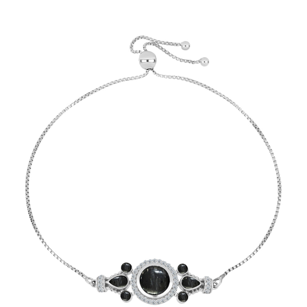 Silberarmband mit Picasso Jaspis und weißem Topas 1 