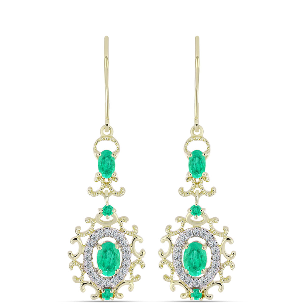 Goldplattierte Silberohrringe mit kolumbianischem Smaragd 1 