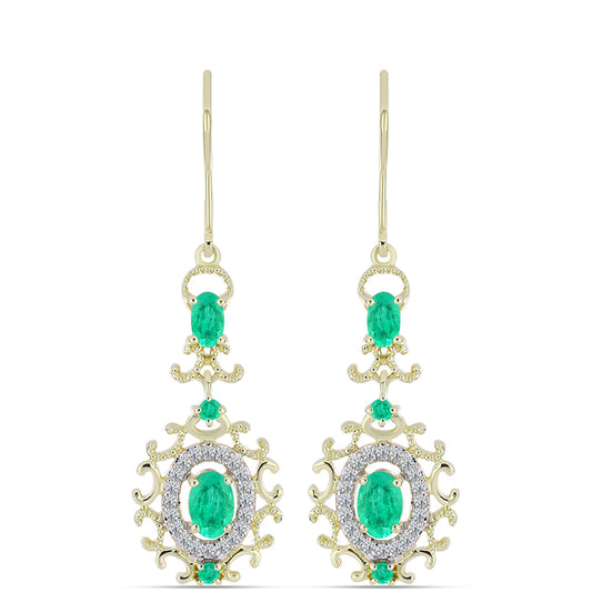 Goldplattierte Silberohrringe mit kolumbianischem Smaragd