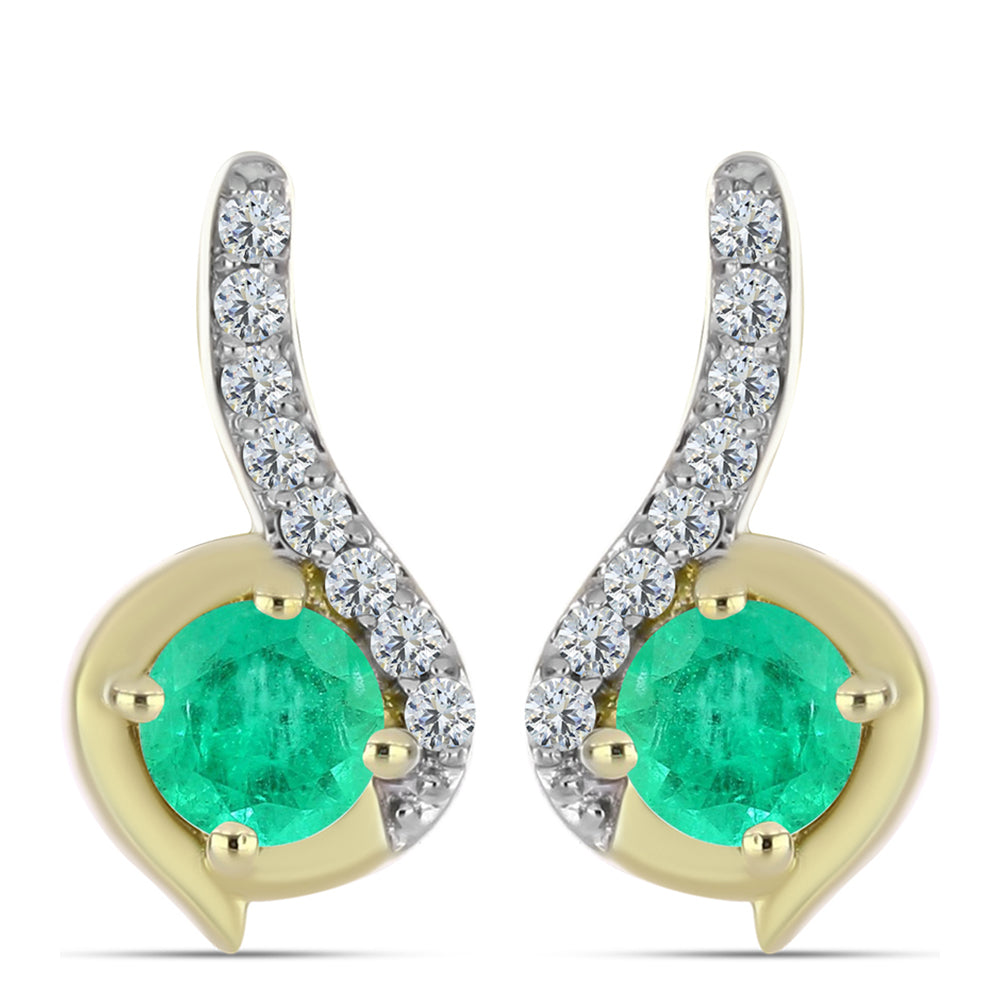 Goldplattierte Silberohrringe mit kolumbianischem Smaragd und weißem Diamant 1 