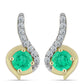 Goldplattierte Silberohrringe mit kolumbianischem Smaragd und weißem Diamant