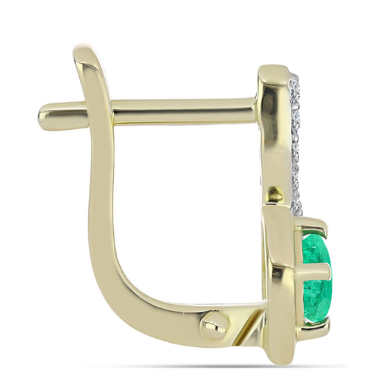 Goldplattierte Silberohrringe mit kolumbianischem Smaragd und weißem Diamant