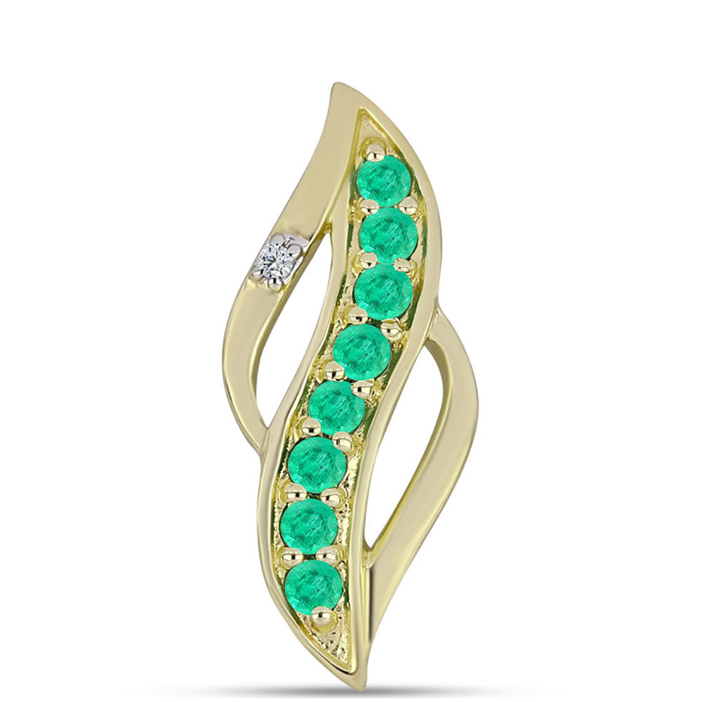 Goldplattierter Silberanhänger mit kolumbianischem Smaragd und weißem Diamant 1 