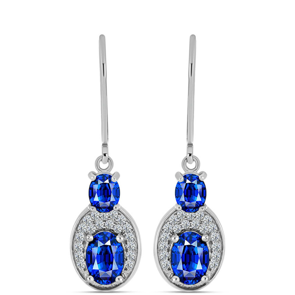 Silberohrringe mit australischem blauem Saphir und weißem Topas 1 