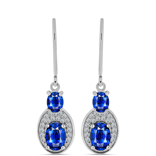 Silberohrringe mit australischem blauem Saphir und weißem Topas