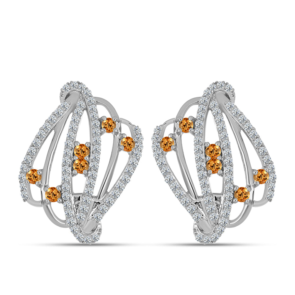 Silberohrringe mit Kaiserlichem Gelben Topas und weißem Topas 1 