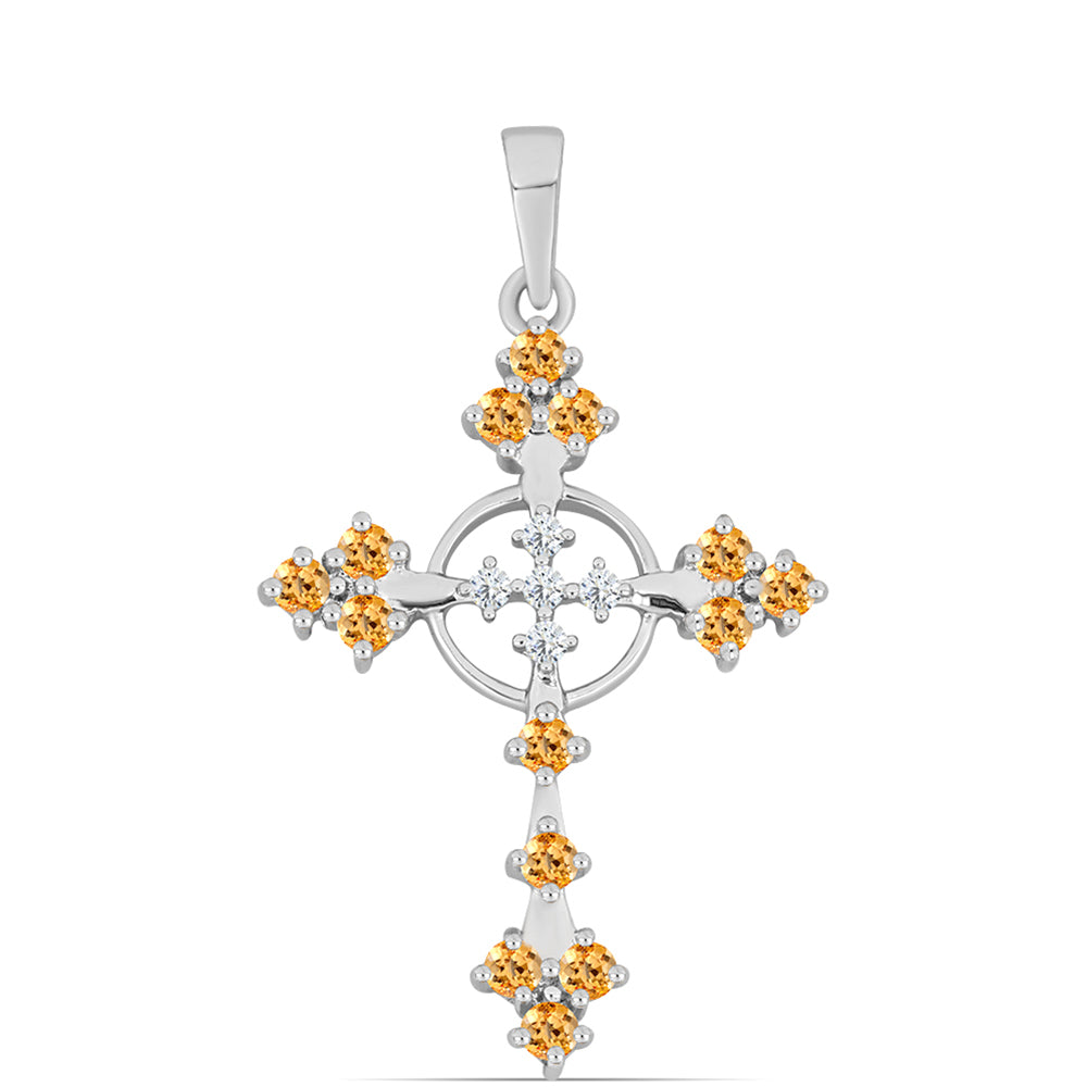 Silberanhänger mit Kaiserlichem Gelben Topas und weißem Topas 1 