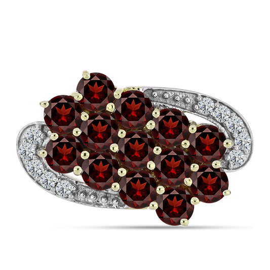 Goldplattierter Silberring mit Barton Granat und weißem Topas