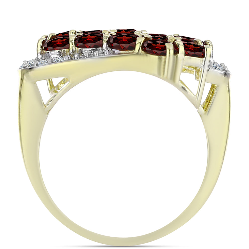 Goldplattierter Silberring mit Barton Granat und weißem Topas 2 
