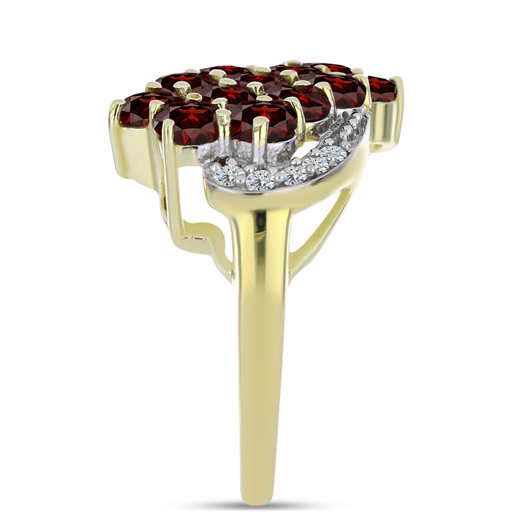 Goldplattierter Silberring mit Barton Granat und weißem Topas
